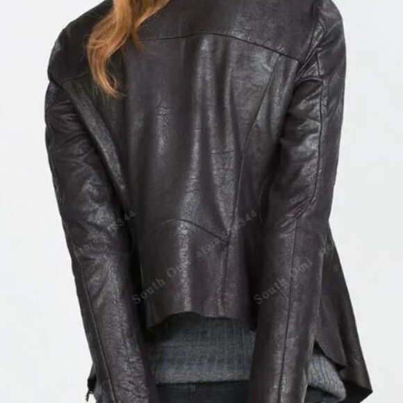 Women's Zara black faux suede drapey jacket - Picture 4 of 11